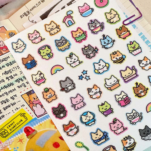 [Heeheeclub] Cat Full Body Daily Life Sticker Sheet
