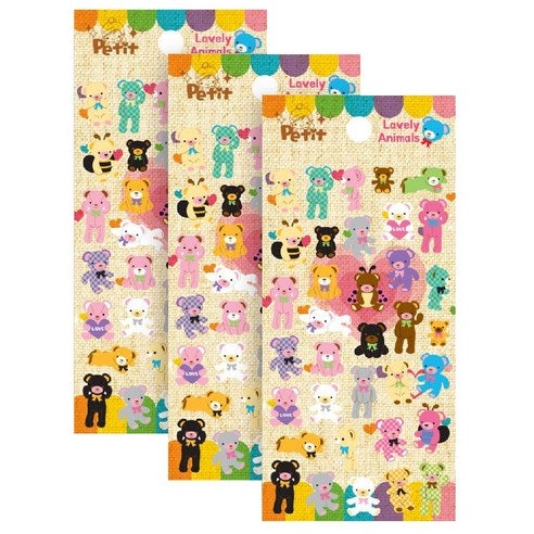 [Stationery Korea] Lovely Animals Puffy Deco Sticker
