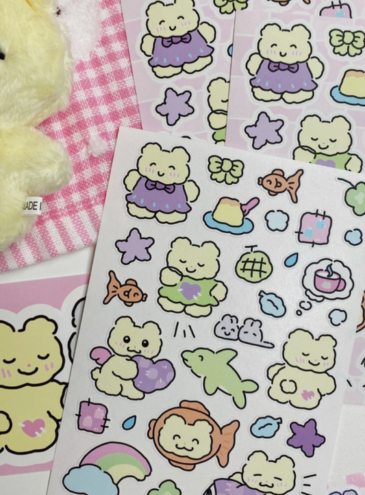 [Heeheeclub] Fluffy Yellow Bear Sticker Sheet