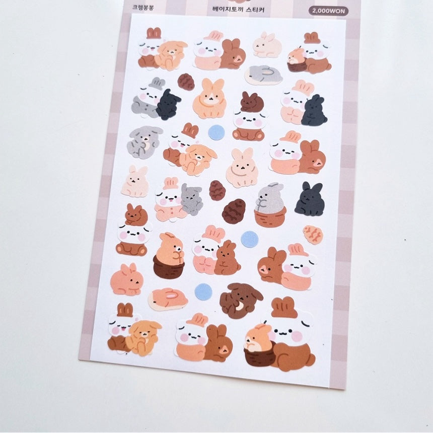 [My Mousse] Beige Rabbit Deco Sticker Sheet