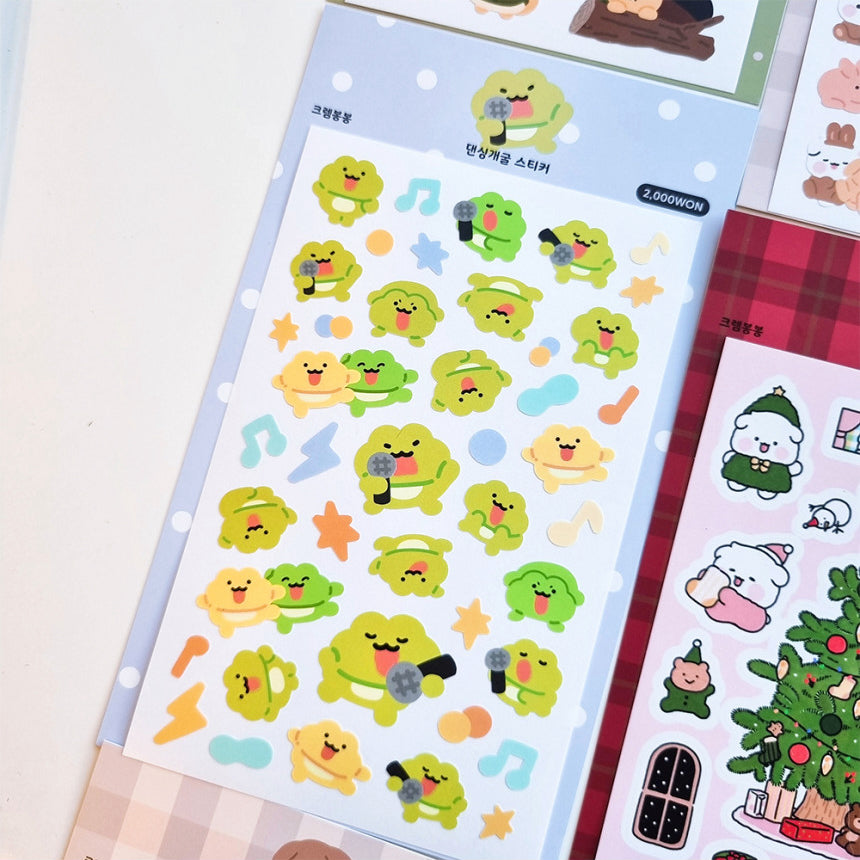 [My Mousse] Dancing Frog Deco Sticker Sheet