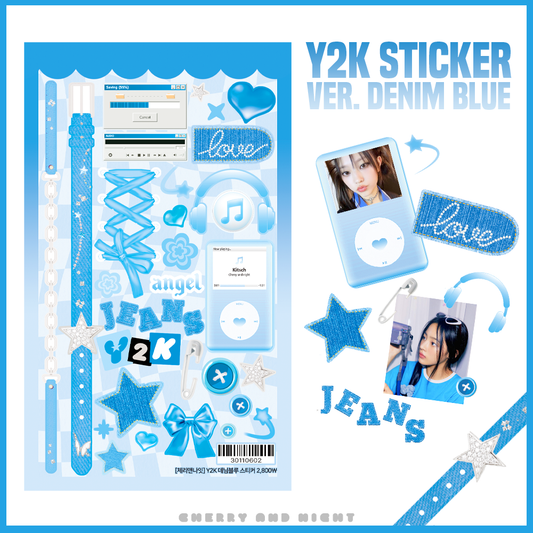 [Cherry and Night] Y2K Denim Blue Sticker