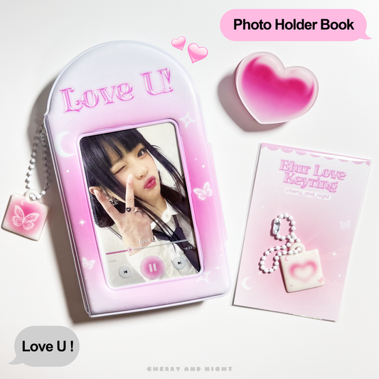 [Cherry and Night] Love U Photo Holder book (Clear photo card, Keychain)
