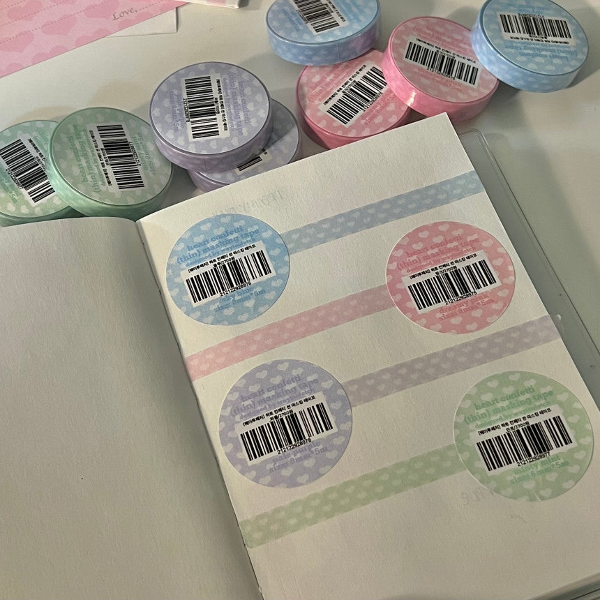 waytoofetch] heart confetti washi tape (thin, 4 colors) – It's Deco Day