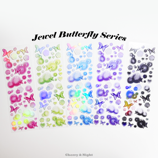 [Cherry and Night] Jewel Butterfly Sticker (5 colors)