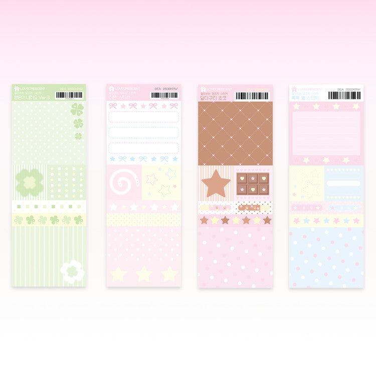 [Love Crescent] Cut-and-Use Memo Sticker Sheet (4 types)