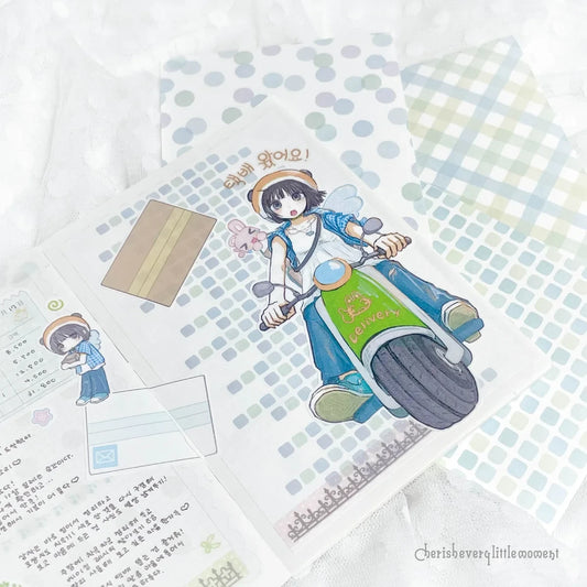 [Cherish 203] Blue Pattern Memo Sticker Set