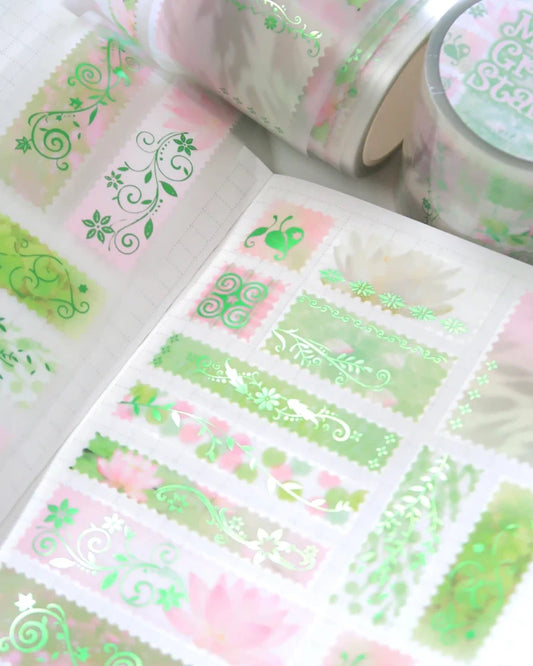 [Pearly Button] Mossy Green Stamp Kiss Cut Tape