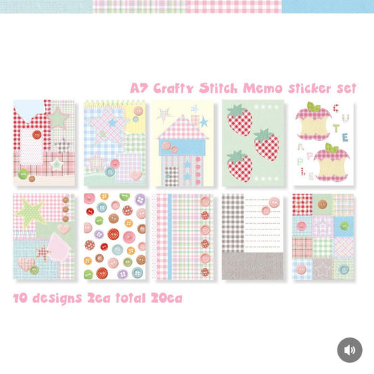 [Pearly Button] A7 Crafty Stitch Memo Sticker Set
