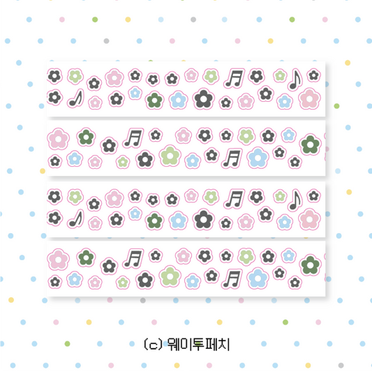 [waytoofetch] Music Flower Kiss Cut Tape