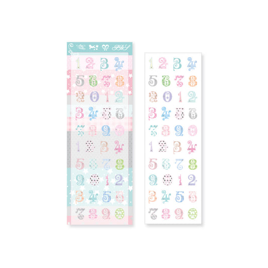 [Pearly Button] Gentle Pattern Number Deco Sticker Sheet