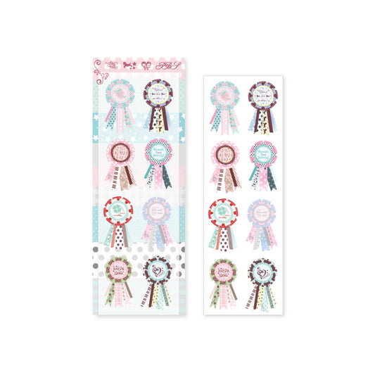[Pearly Button] Soft Emblem Rosette Deco Sticker Sheet