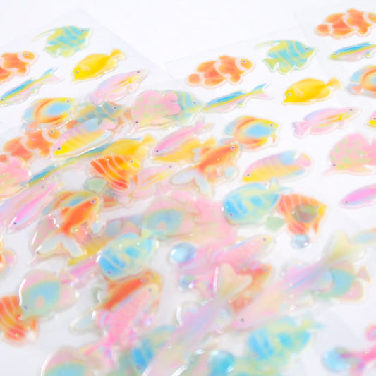 [Pearly Button] Tropical Fish Epoxy Sticker Sheet