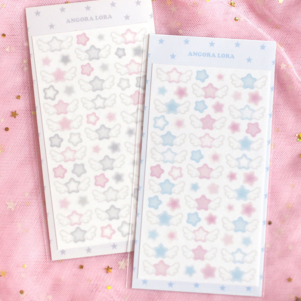 [Angora Lora] Wing Star Deco Sticker Sheet (2 colors)