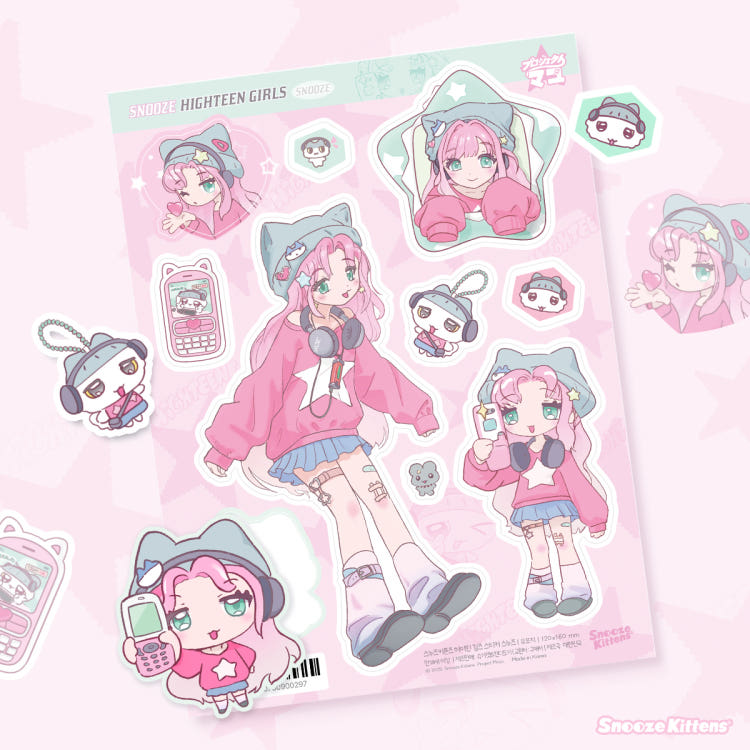 [Snooze Kittens] Highteen Girls Sticker Sheet (Snooze)