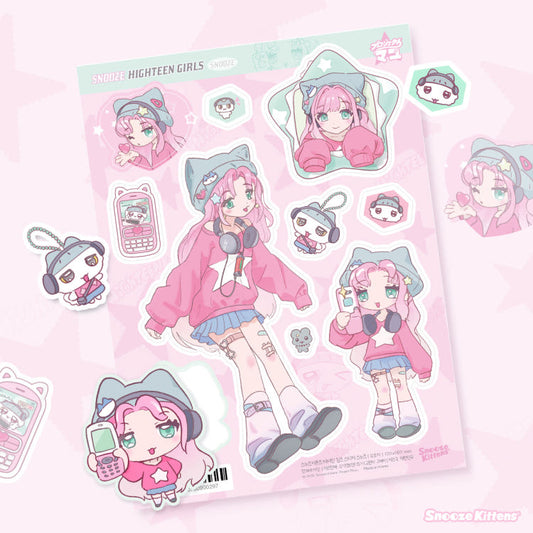 [Snooze Kittens] Highteen Girls Sticker Sheet (Snooze)