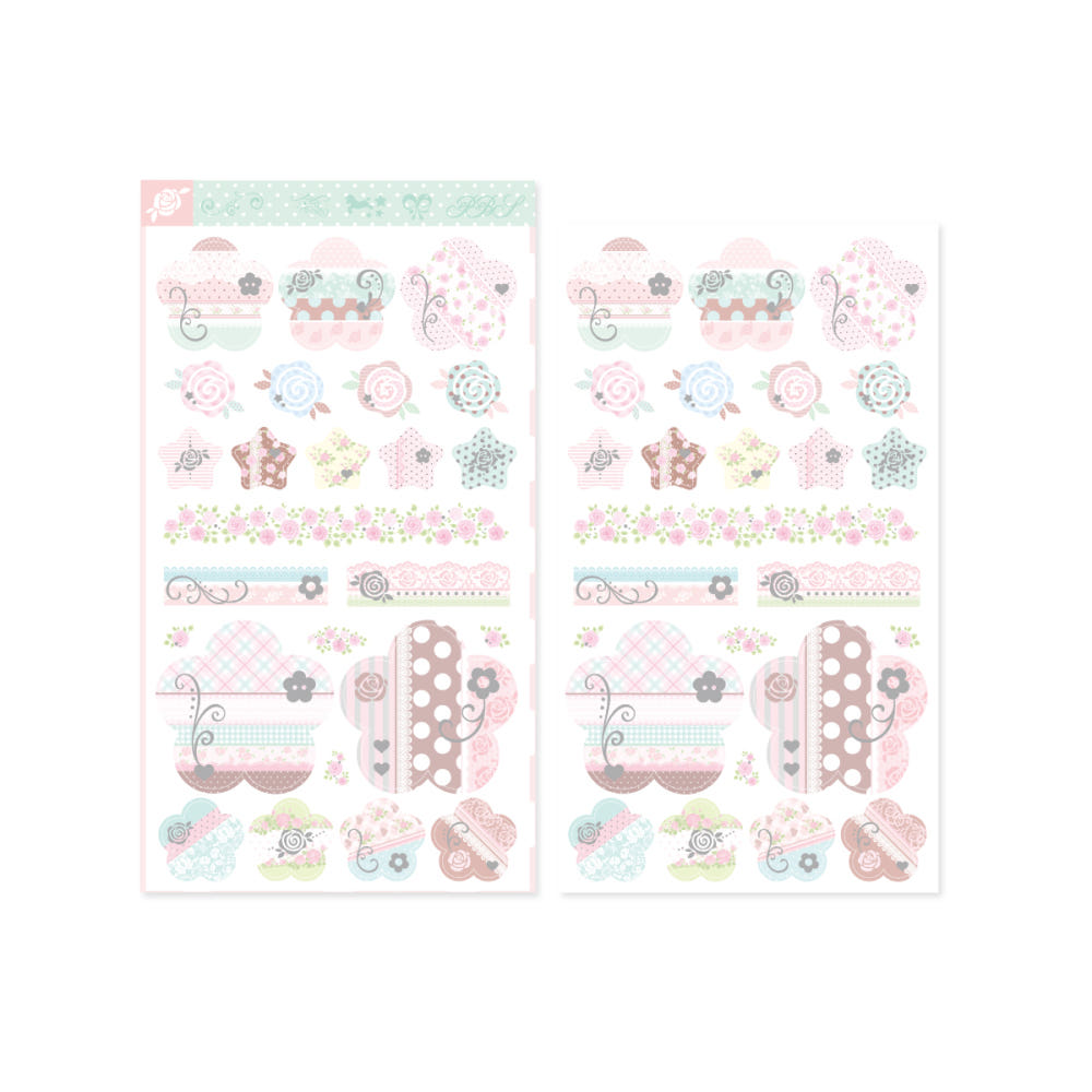 [Pearly Button] 3D Foil Blooming Garden Shape Sticker Sheet