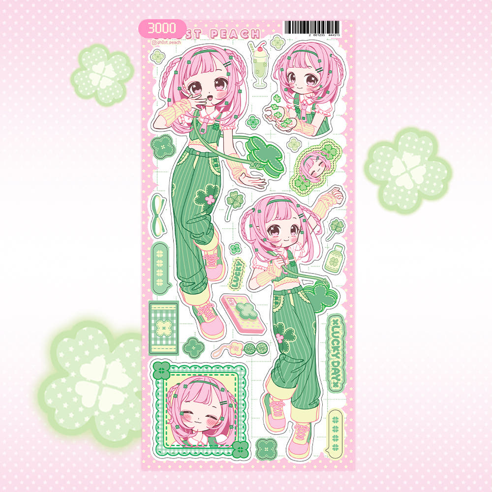 [Ghost Peach] Lovely Clover Sticker Sheet
