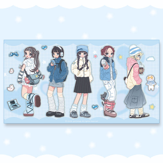 [Guriming] Sky Blue Winter OOTD Sticker Sheet