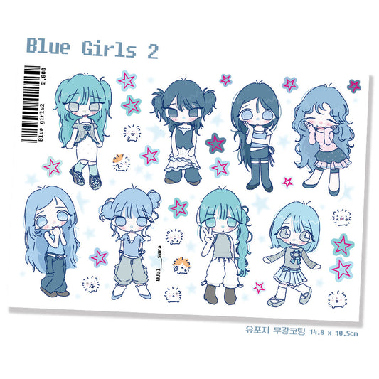 [Jal Sara] Blue Girls Sticker Sheet