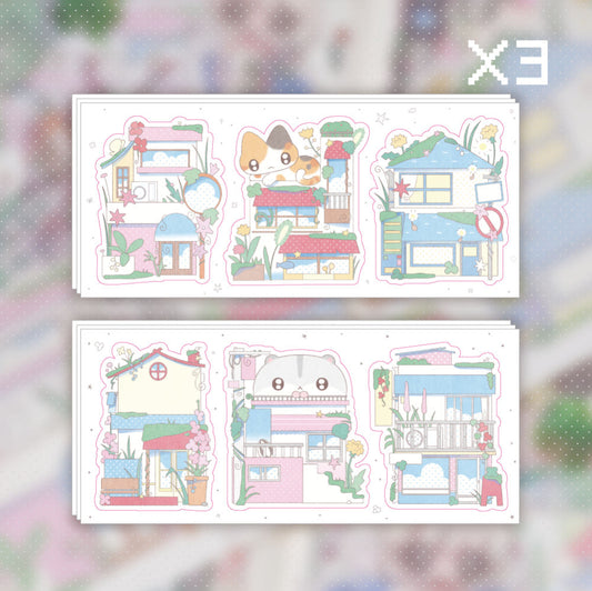 [Ako, Aikong] Green Walkway Memo Sticker Sheet Set Pack (2 types, 3 each)