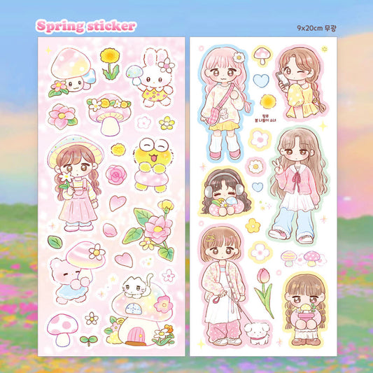 [Pink Rue] Spring Sticker Sheet (2 types)