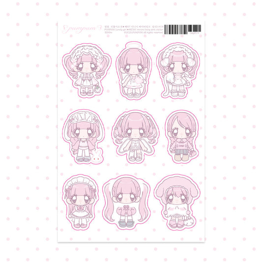 [Rumpumpum] Loner Girl + Meta!! Mini Me Pink Sticker Sheet