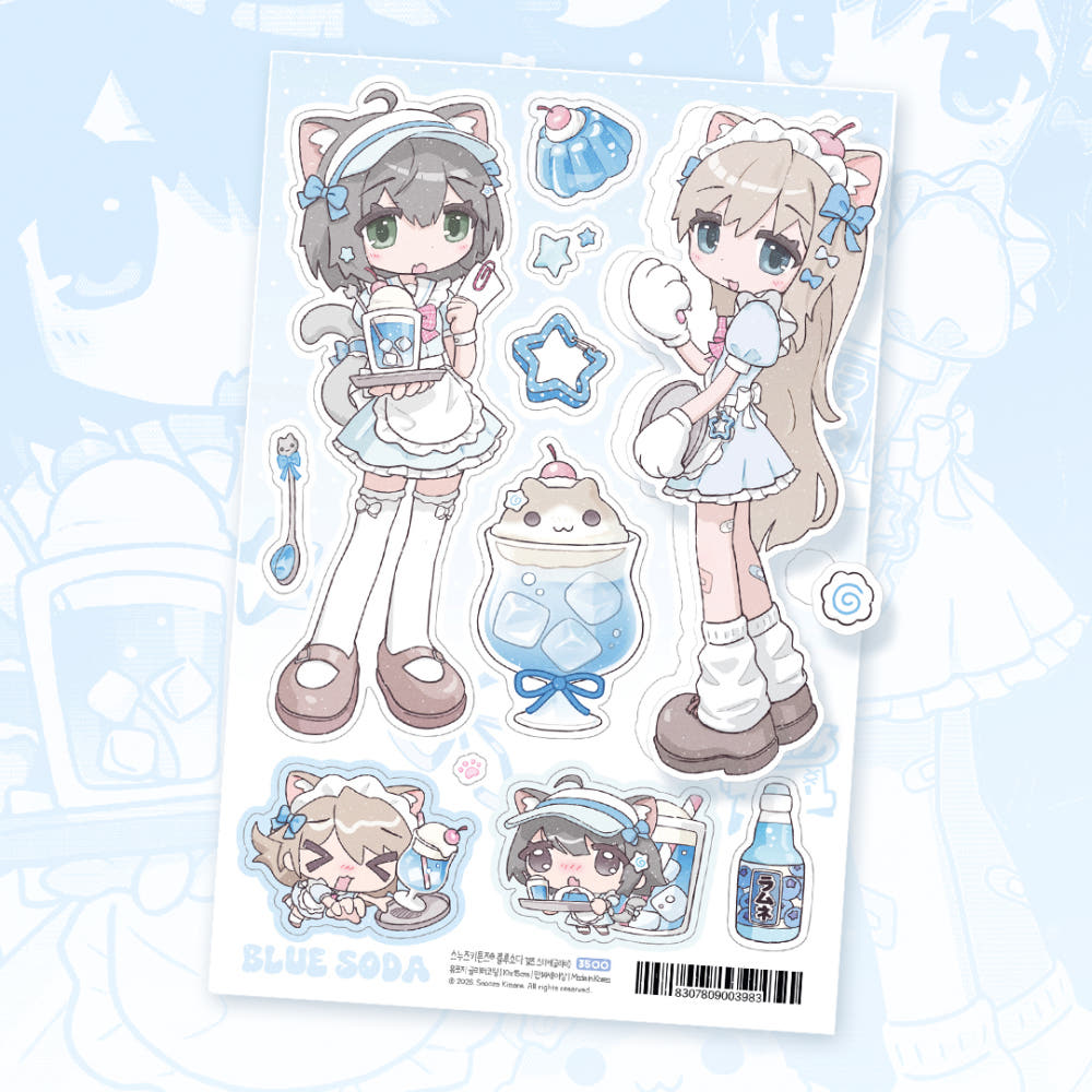 [Snooze Kittens] Blue Soda Girls Sticker Sheet