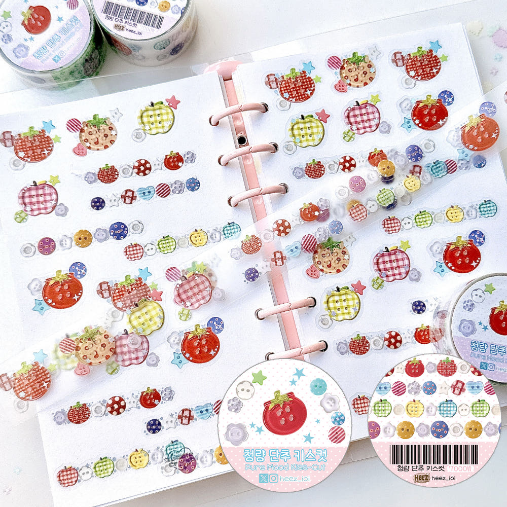 [Heez] Fresh Button Glitter Kiss Cut Tape