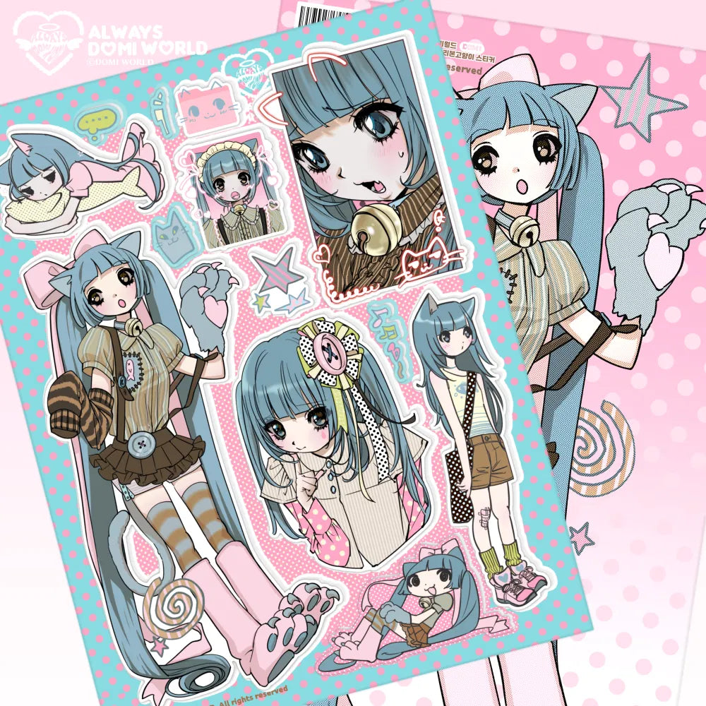 [Domi World] Blue Ribbon Kitty Sticker Sheet