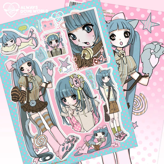 [Domi World] Blue Ribbon Kitty Sticker Sheet