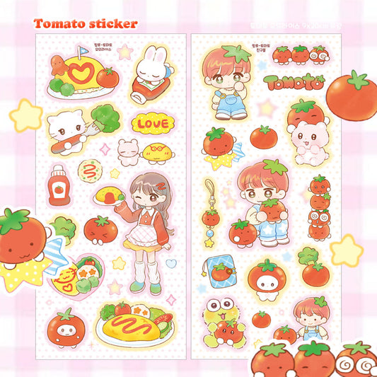 [Pink Rue] Tomato Sticker Sheet (2 types)