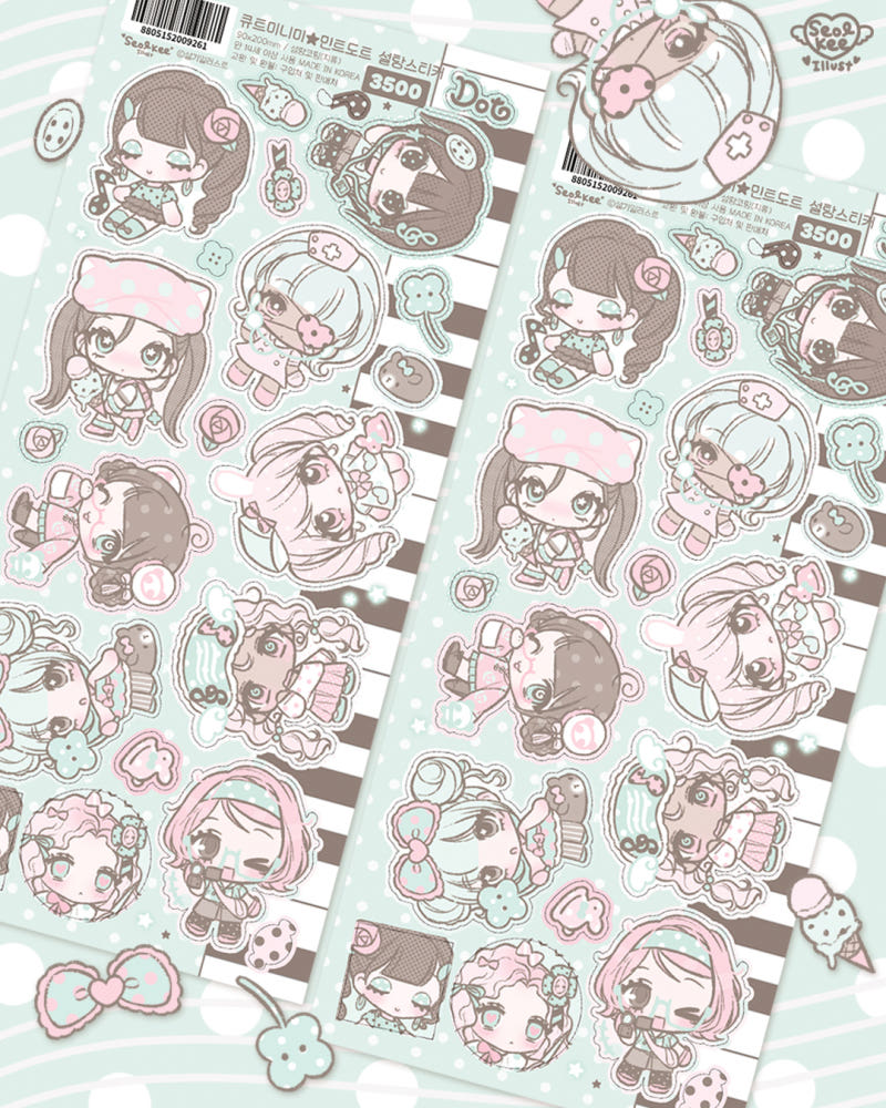 [Seolkee Illust] Cute Mini Me Mint Dot Sticker Sheet