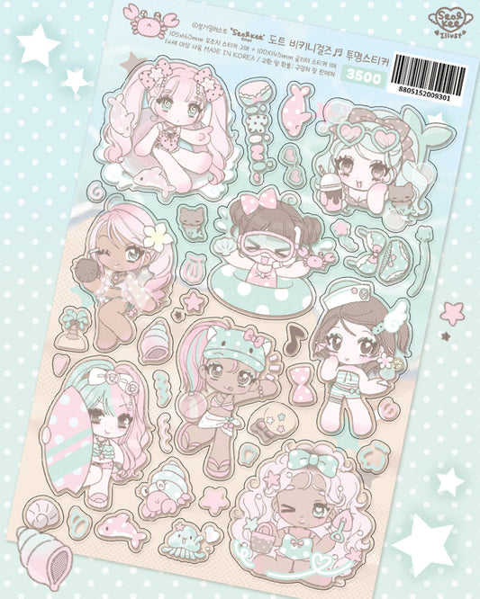 [Seolkee Illust] Dot Bikini Girls Sticker Sheet