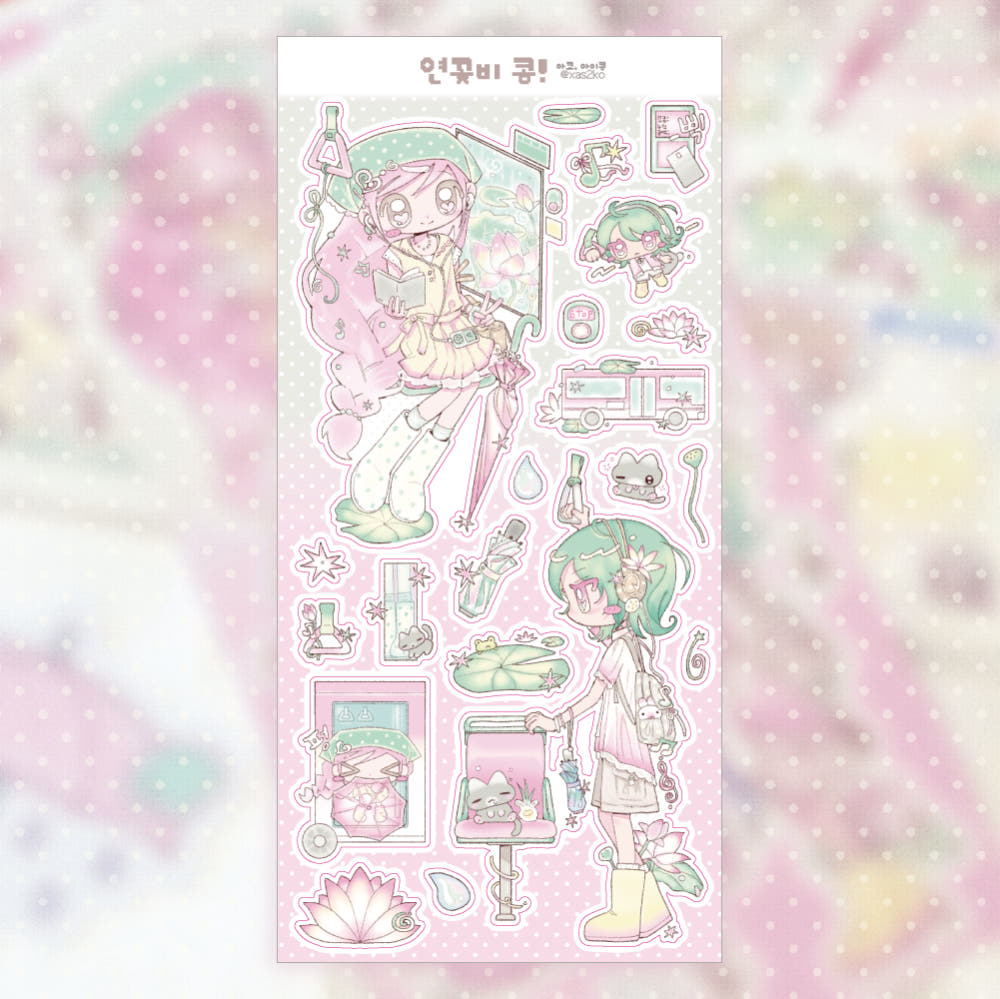 [Ako, Aikong] Lotus Rain Sticker Sheet