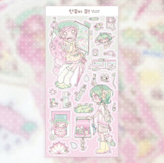 [Ako, Aikong] Lotus Rain Sticker Sheet