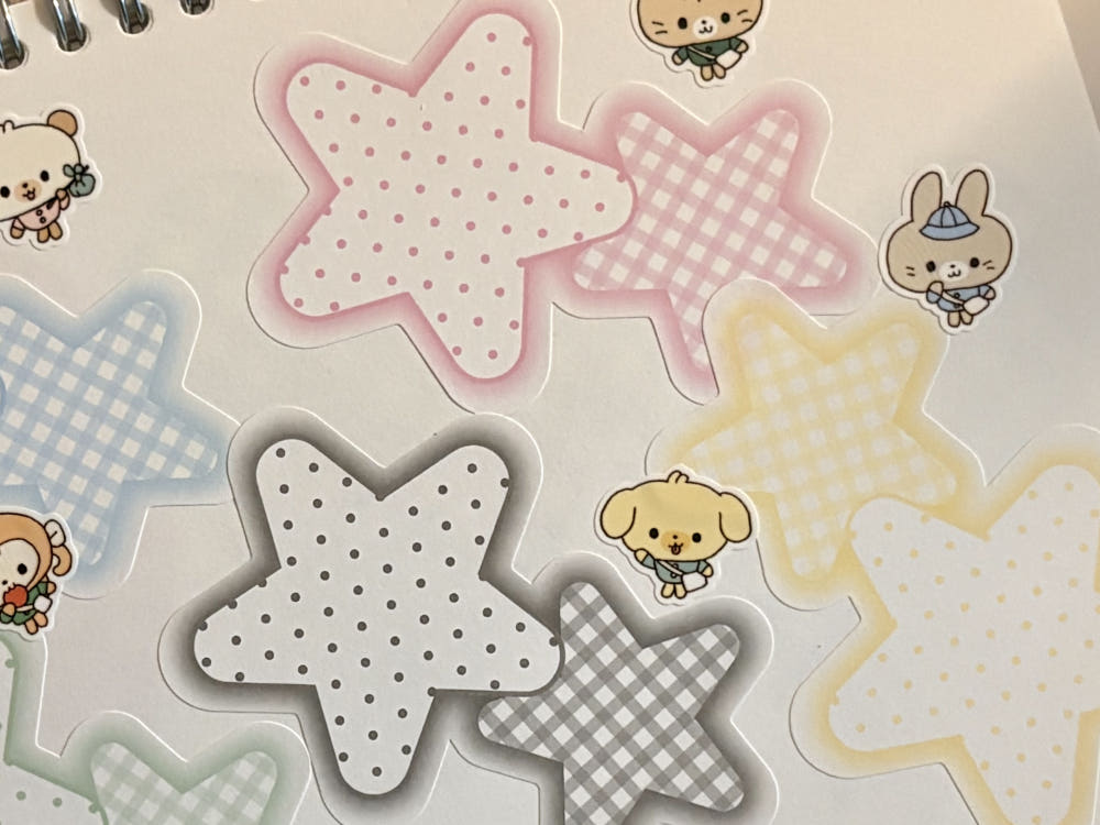 [Happiest Fluffy Shop] Dotted and Checkered Star Memo Sticker Set
