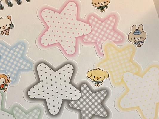 [Happiest Fluffy Shop] Dotted and Checkered Star Memo Sticker Set