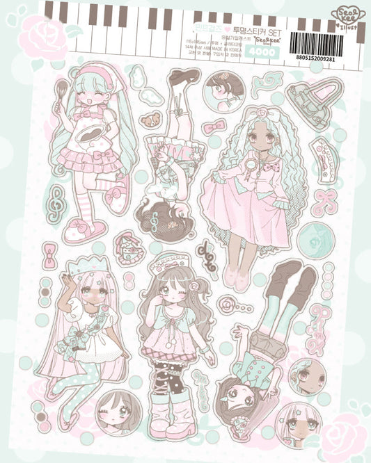 [Seolkee Illust] Mint Girls Glitter Sticker Sheet