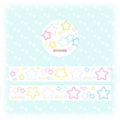 [Creamy Village] Line Star Matte Kiss Cut Tape