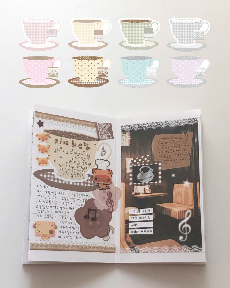 [Loverspickme] Teacup Memo Sticker Set (2 Options)
