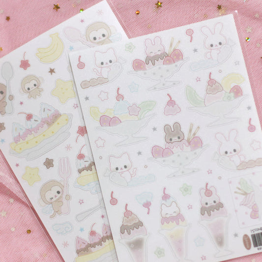 [Angora Lora] Banana Split & Cream Parfait Deco Stickers (2 types)