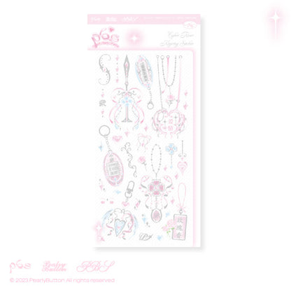 [Pearly Button] Cyber Rose Key Ring Sticker Sheet