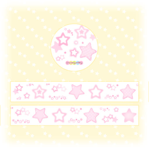 [Creamy Village] Pink Star Matte Kiss Cut Tape