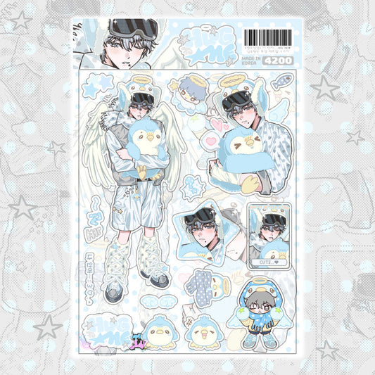 [Yifuu.0u] Hug Me ♥ Antarctic Penguin – Clear Matte Pearl Sticker Sheet