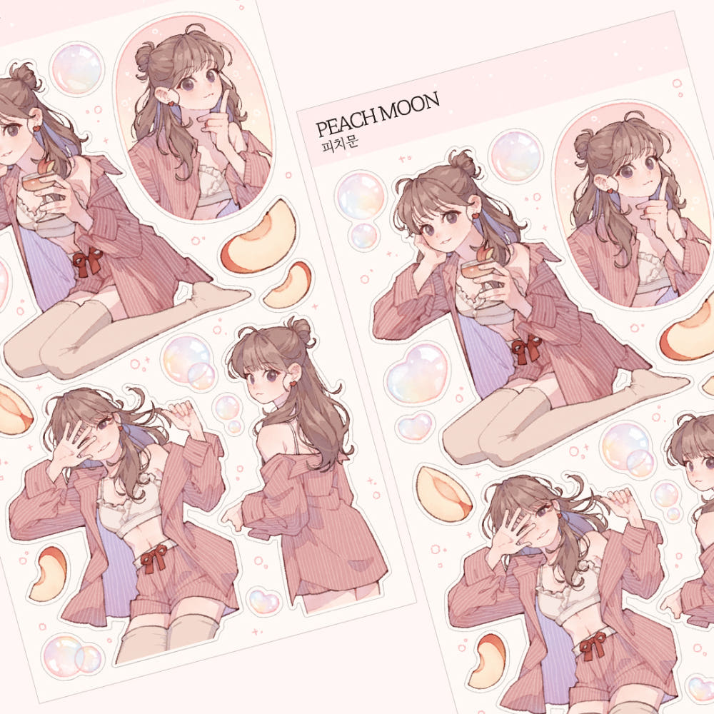 [Bokchee] Peach Moon Sticker Sheet