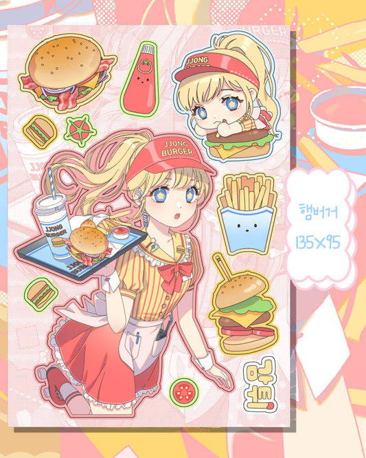 [Jjong Studio] Hamburger Character Journaling Sticker