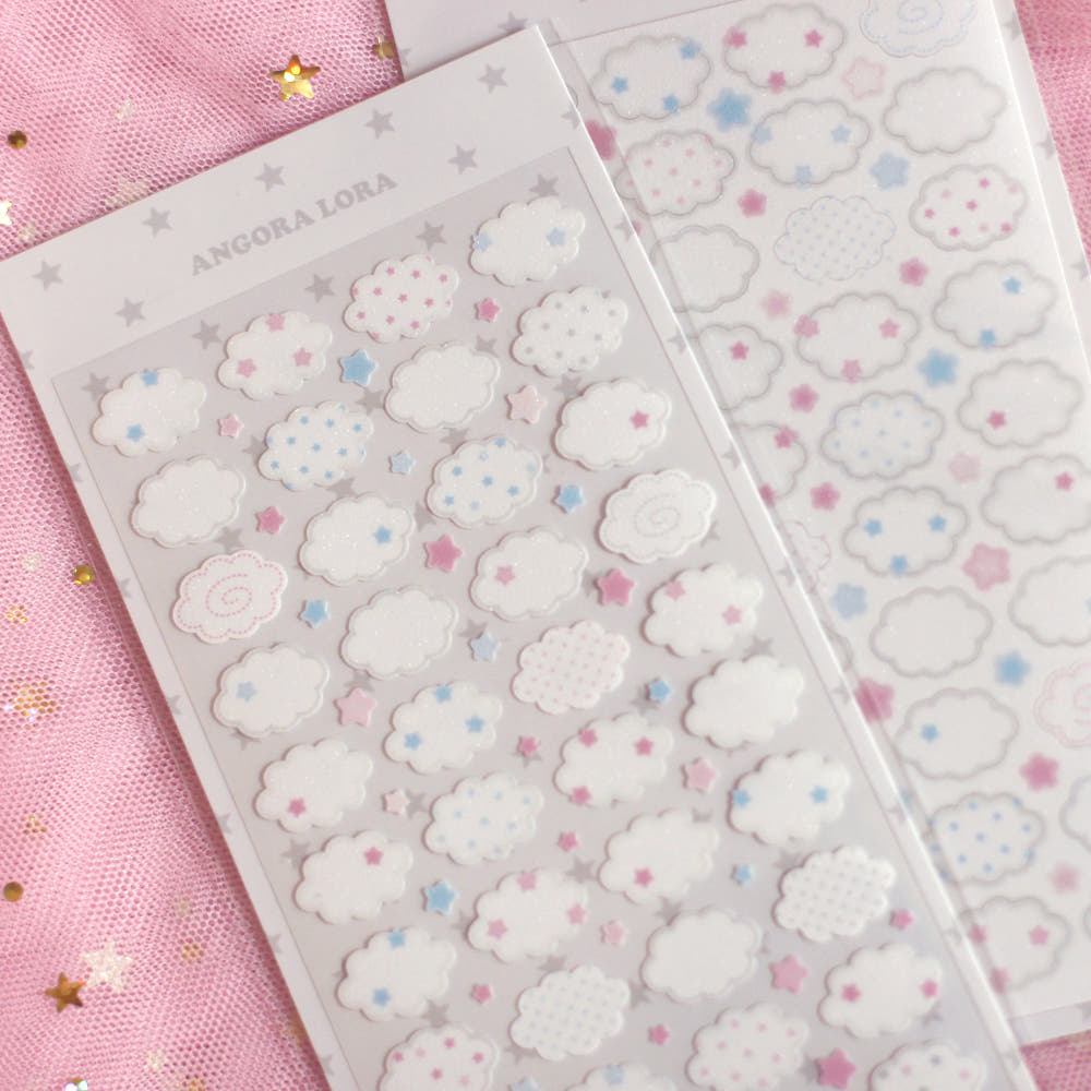 [Angora Lora] Cloud Star Deco Sticker Sheet