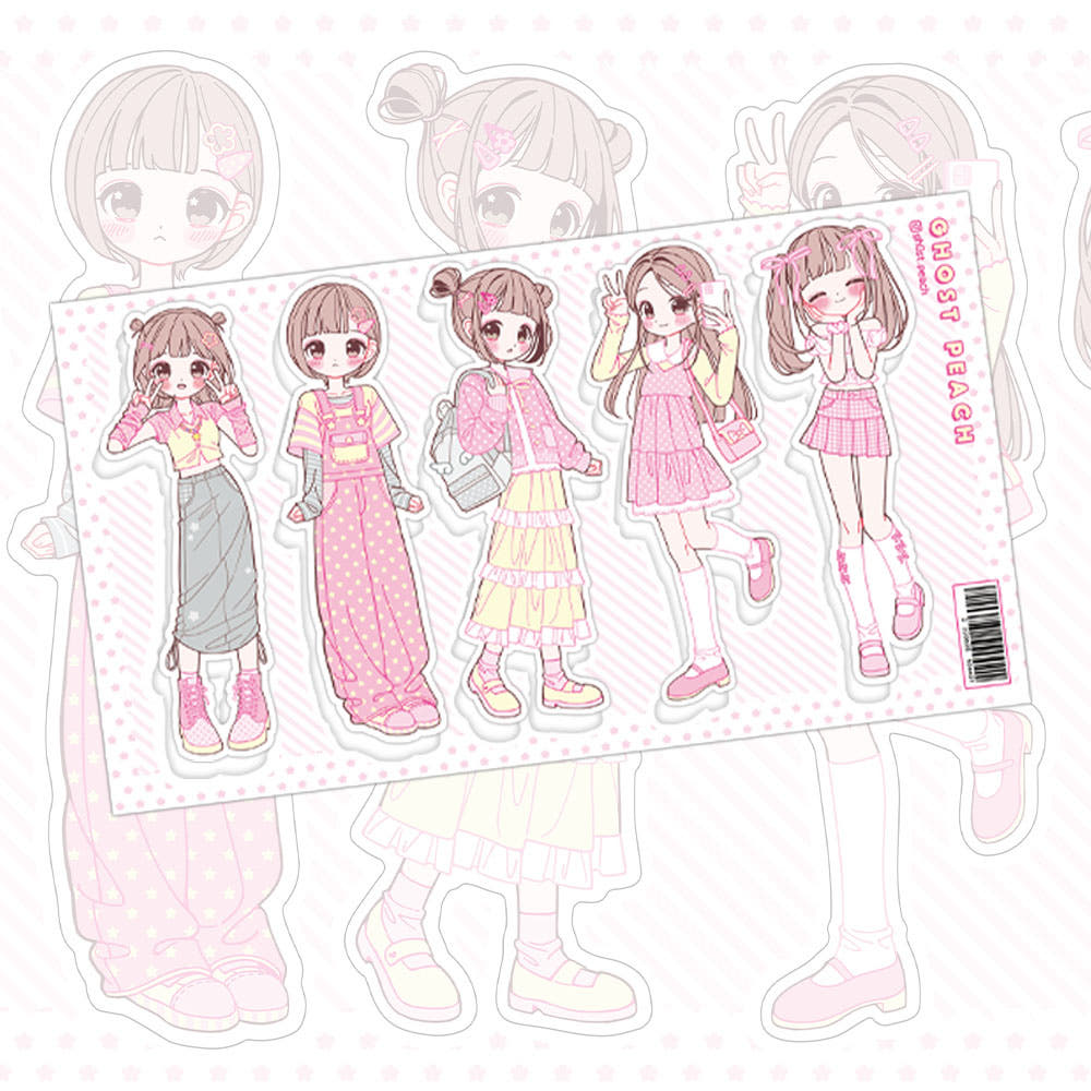 [Ghost Peach] Pink Spring Lookbook Sticker Sheet