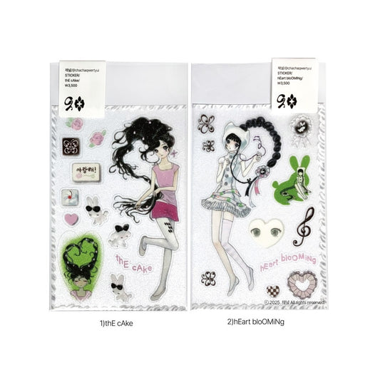 [Chachaqwertyui] thE cAKe / hEart blOMiNg Sticker Sheet (2 styles)